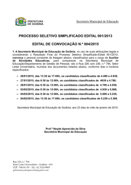 Edital de Convoca&ccedil;&atilde;o n&ordm; 004/2015 - Auxiliar de Atividades Educativas