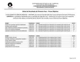 Edital de Resultado da Primeira Fase - Prova - Fcm