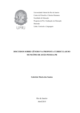 Discursos sobre g&ecirc;nero na - Faculdade de Educa&ccedil;&atilde;o