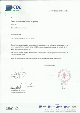 Veja ofício. - CDL - Câmara de Dirigentes Lojistas de Jundiaí