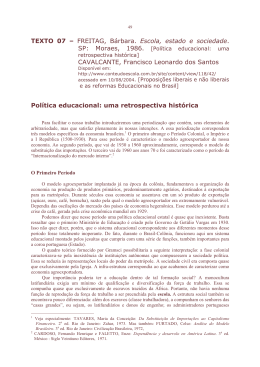 Política Educacional: Uma Retrospectiva Histórica ( Bárbara Freitag)