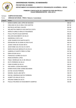 Primeira Convoca&ccedil;&atilde;o de Candidatos para Matr&iacute;cula