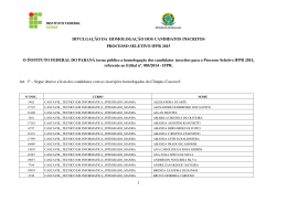 Homologa&ccedil;&atilde;o - IFPR 2015