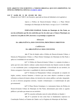 Plano Diretor - Prefeitura de S&atilde;o Paulo