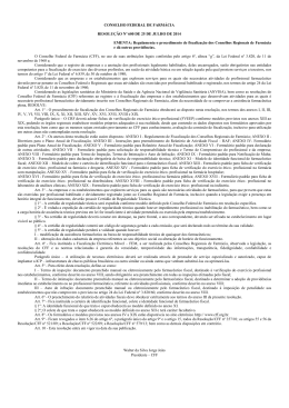 resolu&ccedil;&atilde;o n&ordm; 600 - Conselho Federal de Farm&aacute;cia