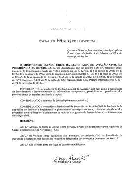 PORTARIA N. DE DE JULHO DE 2014. Aprova 0 Plano de