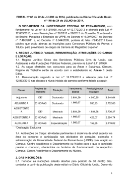 EDITAL N&ordm; 68 de 22 de JULHO de 2014, publicado no Di&aacute;rio Oficial