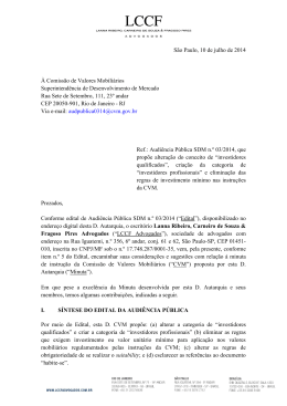 S&atilde;o Paulo, 10 de julho de 2014 &Agrave; Comiss&atilde;o de Valores
