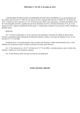 PORTARIA N&deg; 441 DE 31 de julho de 2014. A SECRET&Aacute;RIA DE