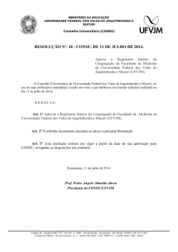 RESOLUÇÃO Nº. 18 - CONSU, DE 11 DE JULHO DE 2014.