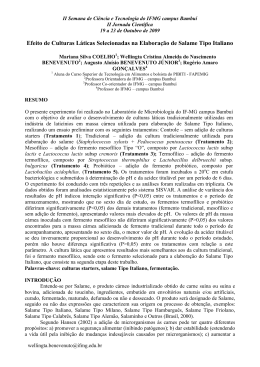 Efeito de Culturas L&aacute;ticas Selecionadas na