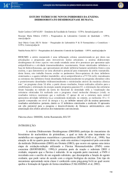 estudo te&oacute;rico de novos inibidores da enzima diidroorotato