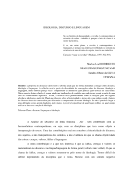 IDEOLOGIA, DISCURSO E LINGUAGEM Marlon Leal RODRIGUES