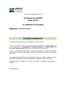 CONVOCA&Ccedil;&Atilde;O DA 3&ordf; CHAMADA Matr&iacute;cula dia 27/07/2015