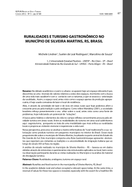 Ruralidades e turismo gastron&ocirc;mico no munic&iacute;pio de Silveira