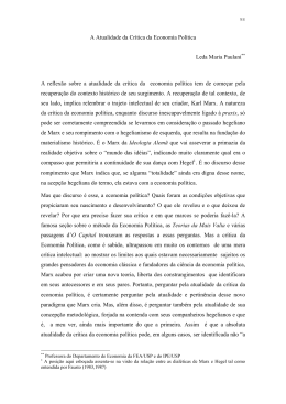 A Atualidade da Cr&iacute;tica da Economia Pol&iacute;tica Leda Maria Paulani