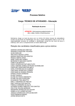 Processo Seletivo Cargo: T&Eacute;CNICO DE ATIVIDADES &ndash; Educa&ccedil;&atilde;o