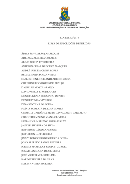Lista de Inscrições Deferidas à Seleção Mestrado 2014.2