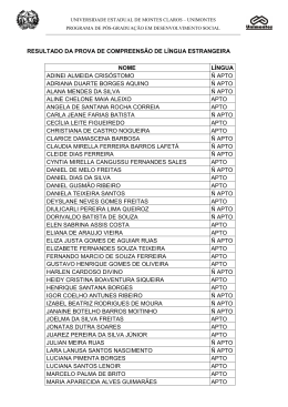Resultado da Prova de Compreens&atilde;o de L&iacute;ngua Estrangeira