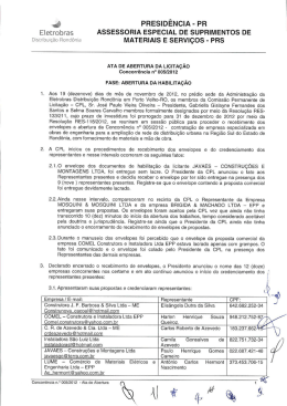 PRESID&Ecirc;NCIA - PR AssEssoRIA ESPECIAL DE suPRIIvIENTos DE