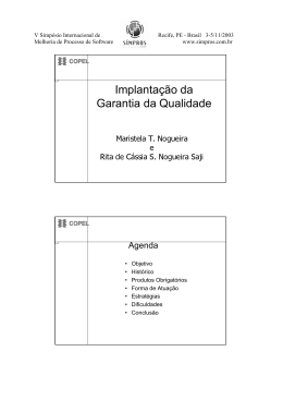 Implanta&ccedil;&atilde;o da Garantia da Qualidade na Copel