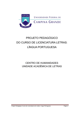 PROJETO PEDAGÓGICO DO CURSO DE LICENCIATURA LETRAS