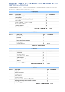 ESTRUTURA CURRICULAR LICENCIATURA LETRAS