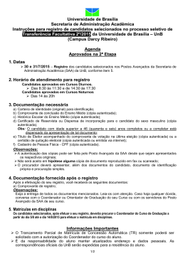 Agenda aprovados na 2° etapa - CESPE / UnB