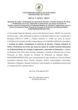 PROEN Resultado da an&aacute;lise e homologa&ccedil;&atilde;o d