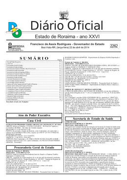 Di&aacute;rio Oficial - Imprensa Oficial do Estado de Roraima