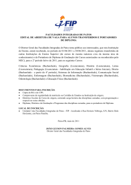 FACULDADES INTEGRADAS DE PATOS EDITAL DE ABERTURA