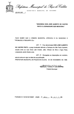 LEI N&deg; 6.787 / "DENOMINA DOM JOS&Eacute; ALBERTO DE CASTRO