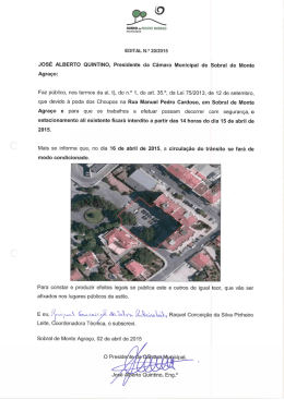 EDITAL N.&deg; 20/2015 JOS&Eacute; ALBERTO QUINTINO, Presidente da
