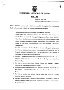 Delibera&ccedil;&otilde;es - C&acirc;mara Municipal de Tavira