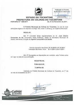 Portaria 1366/2011, de 01 de novembro de 2011. Concede Férias
