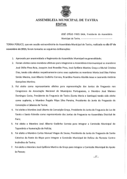 Deliberações - Câmara Municipal de Tavira