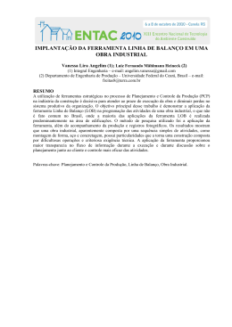 Implanta&ccedil;&atilde;o da Ferramenta Linha de Balan&ccedil;o em uma