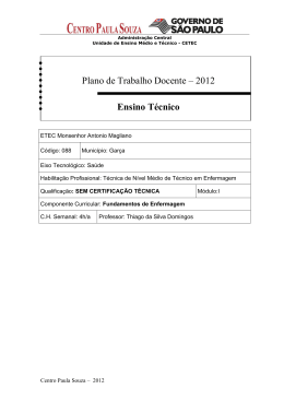 Plano de Trabalho Docente &ndash; 2012 Ensino T&eacute;cnico
