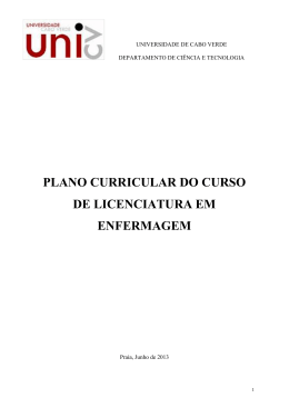 plano curricular do curso de licenciatura em enfermagem