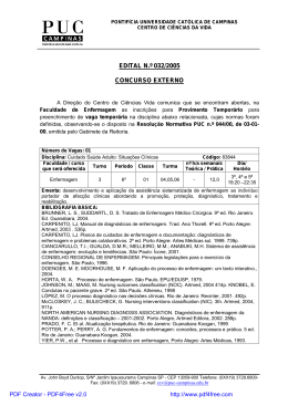 EDITAL N.&ordm; 032/2005 CONCURSO EXTERNO - PUC