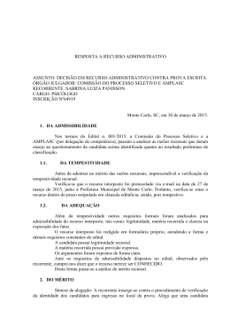 PROCESSO SELETIVO MONTE CARLO 001-2015