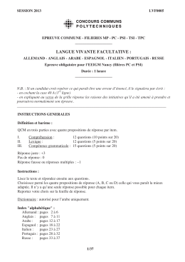 LANGUE VIVANTE FACULTATIVE :