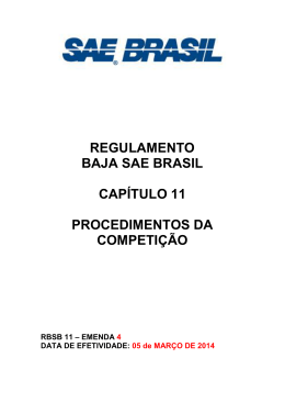 RBSB 11 - Procedimentos da Competi&ccedil;&atilde;o