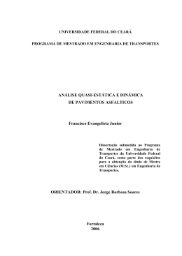 AN&Aacute;LISE QUASI-EST&Aacute;TICA E DIN&Acirc;MICA DE PAVIMENTOS