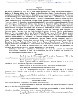 Emigra&ccedil;&atilde;o Ata dos lavradores da freguesia d`Angustura Aos 28 de
