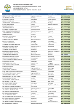 RESULTADO DO PROCESSO SELETIVO