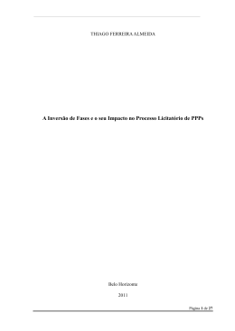 A Invers&atilde;o de Fases e o seu Impacto no Processo Licitat&oacute;rio de PPPs