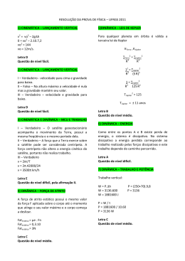 RESOLU&Ccedil;&Atilde;O DA PROVA DE F&Iacute;SICA &ndash; UFRGS 2011 1