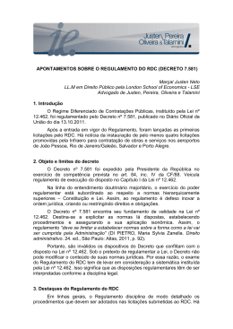 APONTAMENTOS SOBRE O REGULAMENTO DO RDC (DECRETO