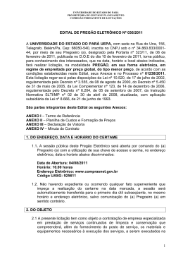 Edital Preg&atilde;o Eletr&ocirc;nico 36-2011